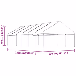 vidaXL Gazebo Part Tent with Roof Pavilion Outdoor Marquee White Polyethylene - 13.38 x 5.88 x 3.75 m
