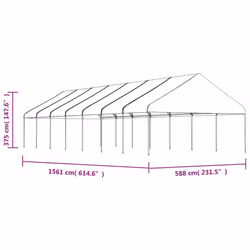 vidaXL Gazebo Part Tent with Roof Pavilion Outdoor Marquee White Polyethylene - 15.61 x 5.88 x 3.75 m - Additional view 4