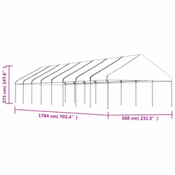 vidaXL Gazebo Part Tent with Roof Pavilion Outdoor Marquee White Polyethylene - 17.84 x 5.88 x 3.75 m