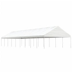 vidaXL Gazebo Part Tent with Roof Pavilion Outdoor Marquee White Polyethylene - 20.07 x 5.88 x 3.75 m