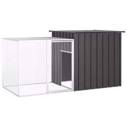 vidaXL Rabbit Cage Galvanised Steel Outdoor Pet Rabbit Hutch Anthracite/Grey - anthracite