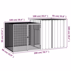 vidaXL Rabbit Cage Galvanised Steel Outdoor Pet Rabbit Hutch Anthracite/Grey - grey - Additional view 4