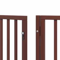 vidaXL Dog Gate with Door Foldable Dog Fence Dog Door Pet Gate Poplar Wood - brown, 80 x 90 x 2 cm/ 6 pcs - Additional view 8