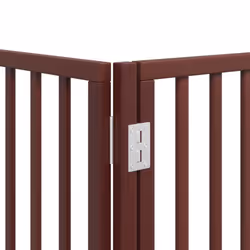 vidaXL Dog Gate with Door Foldable Dog Fence Dog Door Pet Gate Poplar Wood - brown, 80 x 90 x 2 cm/ 6 pcs - Additional view 9