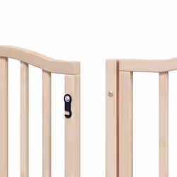vidaXL Dog Gate with Door Foldable Dog Fence Pet Gate Dog Barrier Poplar Wood - natural, 50 x 90 x 2 cm/ 9 pcs - Additional view 10