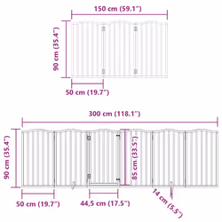 vidaXL Dog Gate with Door Foldable Dog Fence Pet Gate Dog Barrier Poplar Wood - natural, 50 x 90 x 2 cm/ 9 pcs - Additional view 3