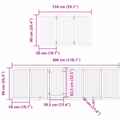 vidaXL Dog Gate with Door Foldable 9 Panels Dog Fence Pet Gate Poplar Wood - black, 50 x 90 x 2 cm/ 9 pcs - Additional view 3