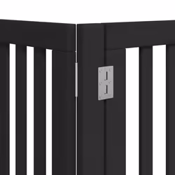 vidaXL Dog Gate with Door Foldable 9 Panels Dog Fence Pet Gate Poplar Wood - black, 50 x 90 x 2 cm/ 9 pcs - Additional view 9