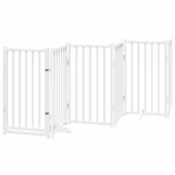 vidaXL Dog Gate with Door Foldable Panels Dog Fence Gate White Poplar Wood - white, 50 x 90 x 2 cm/ 9 pcs - Additional view 2