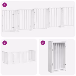 vidaXL Dog Gate with Door Foldable Panels Dog Fence Gate White Poplar Wood - white, 50 x 90 x 2 cm/ 9 pcs - Additional view 4