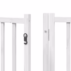 vidaXL Dog Gate with Door Foldable Panels Dog Fence Gate White Poplar Wood - white, 50 x 90 x 2 cm/ 9 pcs - Additional view 8