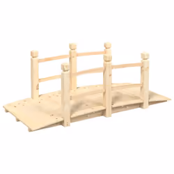 vidaXL Garden Bridge Ornament Pond Bridge with Railings Solid Wood Spruce - light brown, with railings