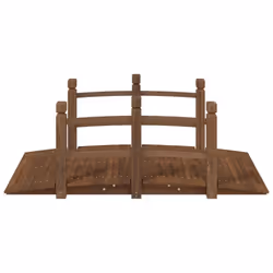 vidaXL Garden Bridge Ornament Pond Bridge with Railings Solid Wood Spruce - dark brown, with railings