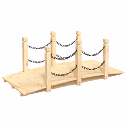 vidaXL Garden Bridge Ornament Pond Bridge with Railings Solid Wood Spruce - light brown, with chain railings
