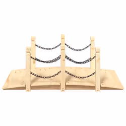 vidaXL Garden Bridge Ornament Pond Bridge with Railings Solid Wood Spruce - light brown, with chain railings