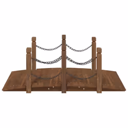 vidaXL Garden Bridge Ornament Pond Bridge with Railings Solid Wood Spruce - dark brown, with chain railings