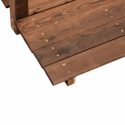 vidaXL Garden Bridge Ornament Pond Bridge with Railings Solid Wood Spruce - dark brown, with chain railings - Additional view 4