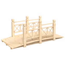 vidaXL Garden Bridge Ornament Pond Bridge with Railings Solid Wood Spruce - light brown, with wood railings