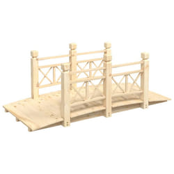 vidaXL Garden Bridge Ornament Pond Bridge with Railings Solid Wood Spruce - light brown, with wood railings