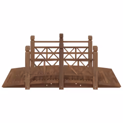 vidaXL Garden Bridge Ornament Pond Bridge with Railings Solid Wood Spruce - dark brown, with wood railings