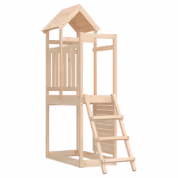 vidaXL Play Tower Climbing Frame with Ladder and Rockwall Kids Solid Wood Pine - solid pinewood