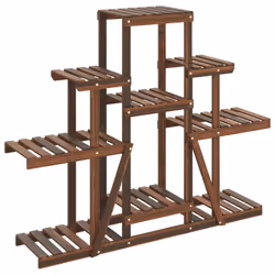 vidaXL Flower Stand Plant Stand Flower Pot Holder Planter Rack Solid Wood Fir - brown, 110 x 25 x 96 cm/without wheels - Additional view 3