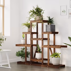 vidaXL Flower Stand Plant Stand Flower Pot Holder Planter Rack Solid Wood Fir - brown, 110 x 25 x 96 cm/without wheels - Additional view 4