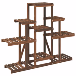 vidaXL Flower Stand Plant Stand Flower Pot Holder Planter Rack Solid Wood Fir - brown, 110 x 25 x 96 cm/without wheels - Additional view 6
