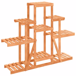 vidaXL Flower Stand Plant Stand Flower Pot Holder Planter Rack Solid Wood Fir - light brown, 110 x 25 x 96 cm/without wheels - Additional view 2