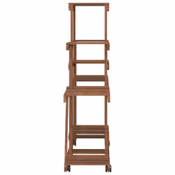 vidaXL Flower Stand Plant Stand Flower Pot Holder Planter Rack Solid Wood Fir - brown, 110 x 25 x 101 cm/with wheels - Additional view 6