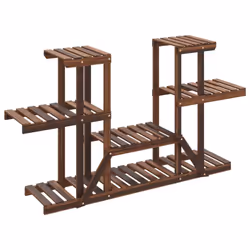 vidaXL Flower Stand Plant Stand Flower Pot Holder Planter Rack Solid Wood Fir - brown, 110 x 25 x 73 cm/without wheels - Additional view 3