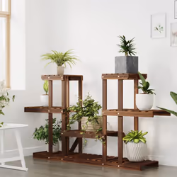 vidaXL Flower Stand Plant Stand Flower Pot Holder Planter Rack Solid Wood Fir - brown, 110 x 25 x 73 cm/without wheels - Additional view 4