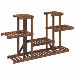 vidaXL Flower Stand Plant Stand Flower Pot Holder Planter Rack Solid Wood Fir - brown, 110 x 25 x 73 cm/without wheels - Additional view 9