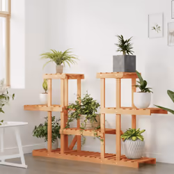vidaXL Flower Stand Plant Stand Flower Pot Holder Planter Rack Solid Wood Fir - light brown, 110 x 25 x 73 cm/without wheels - Additional view 2