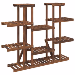 vidaXL Flower Stand Plant Stand Flower Pot Holder Planter Rack Solid Wood Fir - brown, 110 x 25 x 110.5 cm/without wheels - Additional view 5