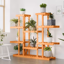 vidaXL Flower Stand Plant Stand Flower Pot Holder Planter Rack Solid Wood Fir - light brown, 110 x 25 x 110.5 cm/without wheels - Additional view 2