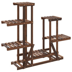 vidaXL Flower Stand Plant Stand Flower Pot Holder Planter Rack Solid Wood Fir - brown, 95 x 25 x 96 cm/without wheels