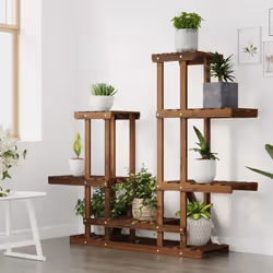 vidaXL Flower Stand Plant Stand Flower Pot Holder Planter Rack Solid Wood Fir - brown, 95 x 25 x 96 cm/without wheels - Additional view 2