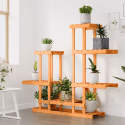 vidaXL Flower Stand Plant Stand Flower Pot Holder Planter Rack Solid Wood Fir - light brown, 95 x 25 x 96 cm/without wheels - Additional view 2