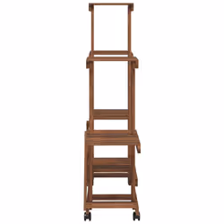 vidaXL Flower Stand Plant Stand Flower Pot Holder Planter Rack Solid Wood Fir - brown, 95 x 25 x 101 cm/with wheels - Additional view 4