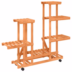 vidaXL Flower Stand Plant Stand Flower Pot Holder Planter Rack Solid Wood Fir - light brown, 95 x 25 x 101 cm/with wheels - Additional view 5