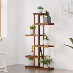vidaXL Flower Stand Plant Stand Flower Pot Holder Planter Rack Solid Wood Fir - brown, 75 x 25 x 140.5 cm/without wheels - Additional view 2