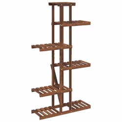 vidaXL Flower Stand Plant Stand Flower Pot Holder Planter Rack Solid Wood Fir - brown, 75 x 25 x 140.5 cm/without wheels - Additional view 5