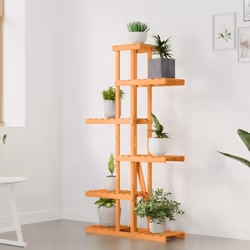 vidaXL Flower Stand Plant Stand Flower Pot Holder Planter Rack Solid Wood Fir - light brown, 75 x 25 x 140.5 cm/without wheels - Additional view 2