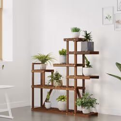 vidaXL Flower Stand Plant Stand Flower Pot Holder Planter Rack Solid Wood Fir - brown, 110 x 25 x 111 cm/without wheels - Additional view 2