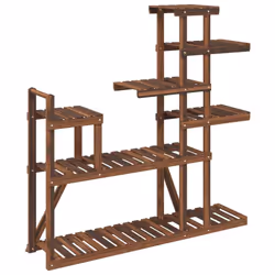 vidaXL Flower Stand Plant Stand Flower Pot Holder Planter Rack Solid Wood Fir - brown, 110 x 25 x 111 cm/without wheels - Additional view 5