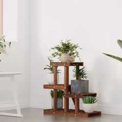 vidaXL Flower Stand Plant Stand Flower Pot Holder Planter Rack Solid Wood Fir - brown, 58 x 25 x 51 cm/without wheels - Additional view 2