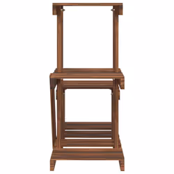 vidaXL Flower Stand Plant Stand Flower Pot Holder Planter Rack Solid Wood Fir - brown, 58 x 25 x 51 cm/without wheels - Additional view 4