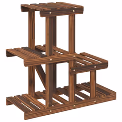 vidaXL Flower Stand Plant Stand Flower Pot Holder Planter Rack Solid Wood Fir - brown, 58 x 25 x 51 cm/without wheels - Additional view 5