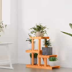 vidaXL Flower Stand Plant Stand Flower Pot Holder Planter Rack Solid Wood Fir - light brown, 58 x 25 x 51 cm/without wheels - Additional view 2